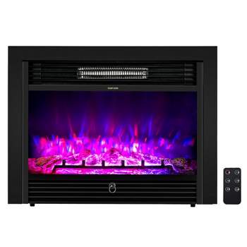Tangkula 750/1500W Electric Fireplace Heater Adjustable Temperature &Luminance