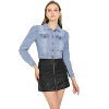 INSPIRE CHIC Women's Basic Puff Sleeve Washed Lightweight Cropped Denim Jacket - 3 of 4