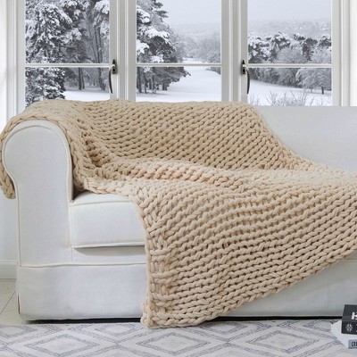 Cheer Collection Chunky Cable Knit Throw Blanket - 50" x 60"