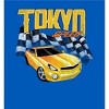 Car Fanatic - Tokyo Speed Racing Flag and Yellow Car Adult Long Sleeve Hoodie - 2 of 2