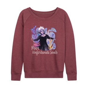 Women's - Disney - Poor Unfortunate Soul Lightweight French Terry Wide Neck Long Sleeve Shirt - 1 of 4