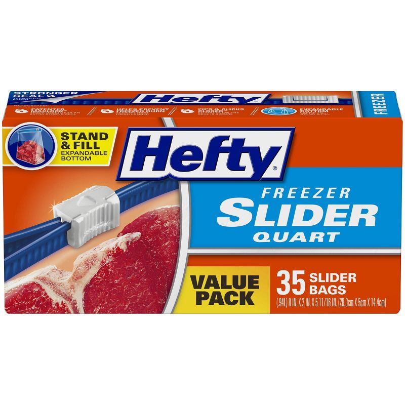 Hefty Quart Freezer Storage Slider Bags - 35ct, 1 of 12