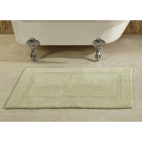 Home Decorators Collection 17 in. x 24 in. White Textured Border Cotton Machine Washable Bath Mat