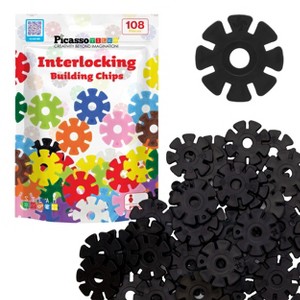 PICASSO-TILES 108 PC Black Interlocking Plastic Disc, Building Chip Blocks Toy Set for Toddlers, Boys & Girls 3+ - 1 of 4