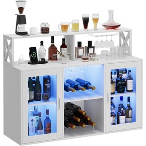 homfan Wine Bar Cabinet Freestanding Liquor Cabinet, Coffee Bar Buffet Sideboard Storage with Wine Rack Glass Holder - 1 of 4