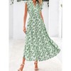 Women's Summer Floral Midi Dress Cap Sleeve V Neck Ruffle Long Flowy Boho Casual Beach Vacation Dresses - 3 of 4