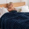 Attop  Navy Blue Striped Jacquard Fleece Throw Blanket - Breathable Lightweight All-Season Blanket - 4 of 4