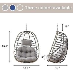 Outdoor Patio Wicker Hanging Chair with Stand - 1 of 4