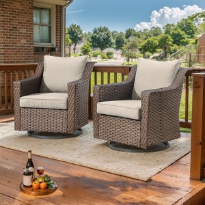 Outdoor Swivel Chair Patio Glider Chair with Soft Cushion High Back Chair - 1 of 4