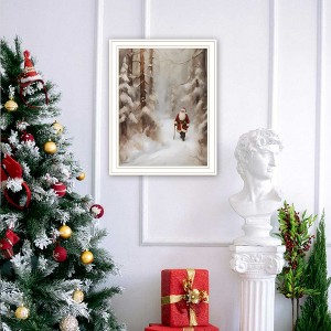 SEVOBAL Wall Art Santa Winter Stroll Christmas Holiday Framed Decor for Living Room Seasonal Display, White, 14"*1"*18" - 1 of 4