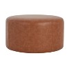 PAGED 30 Inch Velvet Fabric Ottoman, Modern Round Vanity Chair Footrest Ottoman Side Table with Supportive Foam for Living Room, Bedroom - 3 of 4