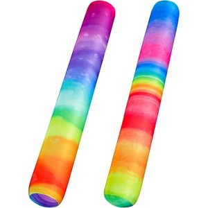 Jasonwell Inflatable Swim Pool Noodles, 2 Pack Large Fabric-Covered Noodles, Premium Buoyancy for Floating, Colorful, Pool Accessories - 1 of 4