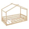 NicBex Twin Size Wood Montessori Bed with House Shaped Frame,Floor Bed with Safety Fence,Modern Toddler Bed for Bedroom - 4 of 4