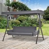 Outsunny 3 Person Patio Swing Chair Bench Outdoor Convertible Hammock Bed with Adjustable Canopy, Cushion, Pillows for Porch, Backyard, Garden - 2 of 4