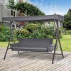 Outsunny 3 Person Patio Swing Chair Bench Outdoor Convertible Hammock Bed with Adjustable Canopy, Cushion, Pillows for Porch, Backyard, Garden - image 2 of 4