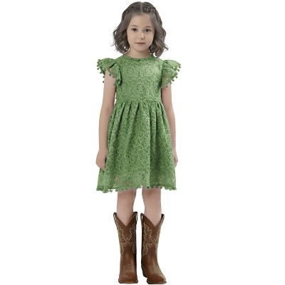 2Bunnies Lace Pom Pom Trim Girl Dress