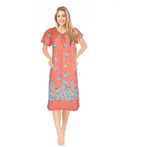 JEFFRICO Womens Nightgowns Muumuu Lounger House Dress Sleepwear Silky Soft Pajama Dress Nightshirts - 1 of 4