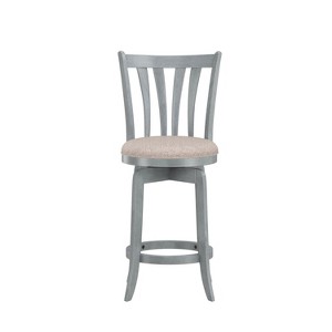 Hillsdale Furniture 25.75" Savana Swivel Counter Height Barstool Blue (Wirebrush)/Cream : Upholstered, Wood Legs, 250lb Capacity - 1 of 4