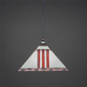 Toltec Lighting Any 1 - Light Pendant in  Black Copper with 14" Purple & Metal Leaf Art Glass Shade - 1 of 1