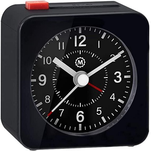 Marathon Mini Non-ticking Analog Alarm Clock With Auto Back Light And  Snooze Function - Black : Target