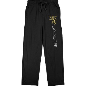 Game of Thrones House Lannister Crest & Text Men's Black Sleep Pajama Pants - 1 of 3