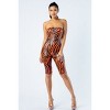 Slickblue Women’s Zebra Print Tube Romper with Front O-Ring Zipper, Trendy Jumpsuit, S-L, Yellow/Orange - 3 of 4