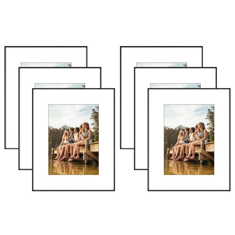 Americanflat Front Loading Picture Frame Set with Mat - Perfect for Photos and Wall Decor - Black - 6 Pack, 1 of 8