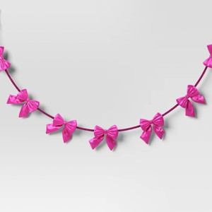 Christmas Velvet Bow Garland Pink - Wondershop™ - 1 of 3
