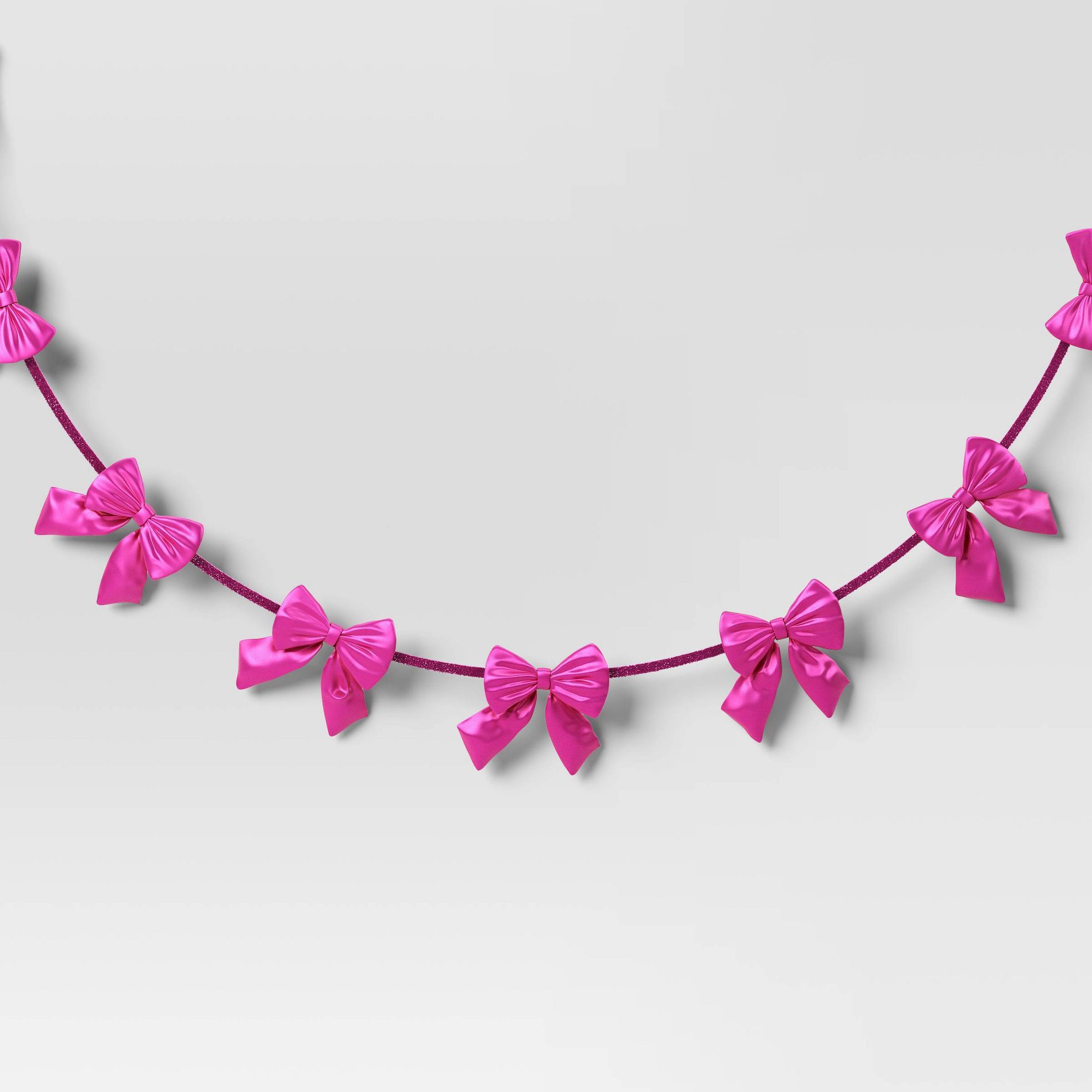 Christmas Velvet Bow Garland Pink - Wondershop™