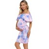 Clearlove Ruffle Off Shoulder Fitted Maternity Dress Ruched Side Bodycon Formal Pregnancy Dress - 2 of 4
