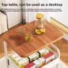 3-Tier Rolling Cart w/Wooden Tabletop, Utility Cart w/Lockable Wheels, Multipurpose Storage Organizer Trolley for Kitchen, Office, Bedroom - 2 of 3
