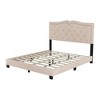 Bed Frame Upholstered Platform Bed with Tufted Headboard Rivet Trim, Modern Frame Bed, No Box Spring Needed, 10 Slats Supports, Easy Assembly - 4 of 4