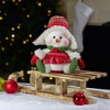 Northlight 8" Red and Green Sitting Snowman Girl Christmas Figure - 2 of 4