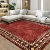 2 x 6 ft Polyester Grey Rectangular Laundry Bathroom Kitchen Geometric Bordered Modern Machine Washable Runner Rug - 4 of 4