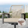 Captiva Designs 9pc Outdoor Slat-top Square Metal Dining Table and Thick Cushion Swivel Wicker Chairs - 3 of 4