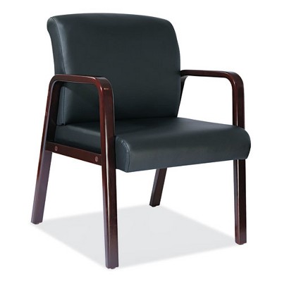 Alera Alera Reception Lounge WL Series Guest Chair, 24.21" x 24.8" x 32.67", Black Seat, Black Back, Mahogany Base