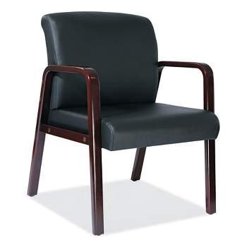 Alera Alera Reception Lounge WL Series Guest Chair, 24.21" x 24.8" x 32.67", Black Seat, Black Back, Mahogany Base