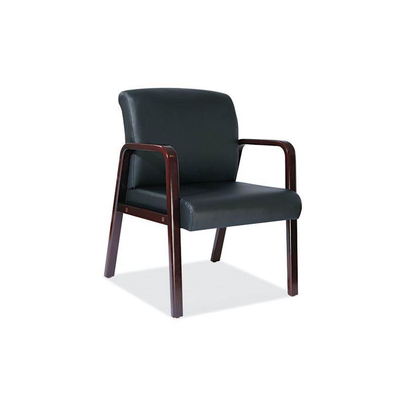 Alera Alera Reception Lounge WL Series Guest Chair, 24.21" x 24.8" x 32.67", Black Seat, Black Back, Mahogany Base, 1 of 8