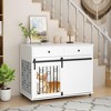 KTMBDW Modern Wooden Dog Crate Furniture with Double Drawers and Sliding Barn Door, Dog Cage, Pet Kennel End Table with Lockable Wheels for Dogs,White - 4 of 4