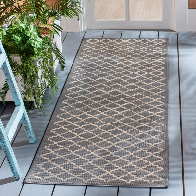 Reversible Anthracite & Black Synthetic 27" x 18" Indoor/Outdoor Rug