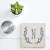 Personalization Mall Farmhouse Floral Personalized Letter Tumbled Stone Coaster Set - 2 of 4