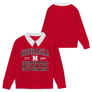 NCAA Nebraska Cornhuskers Girls' Collared Fleece Sweatshirt - 1 of 3