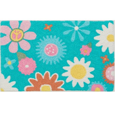 Jellybean Flower Power Doormat – Bright Retro Floral Indoor/Outdoor Mat for Porch, Patio, or Entryway, 20"X30"