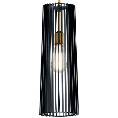 Linara 6" Matte Black and Brass Pendant Light