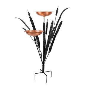 Achla Designs 50" Double Cattail Birdbath with Two Bowls Copper: Sculptural Garden Art, Weather-Resistant, In-Ground Mount - 1 of 4