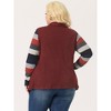 Agnes Orinda Women's Plus Size Christmas Asymmetric Colorblock Open Front Knit Cardigans - 4 of 4