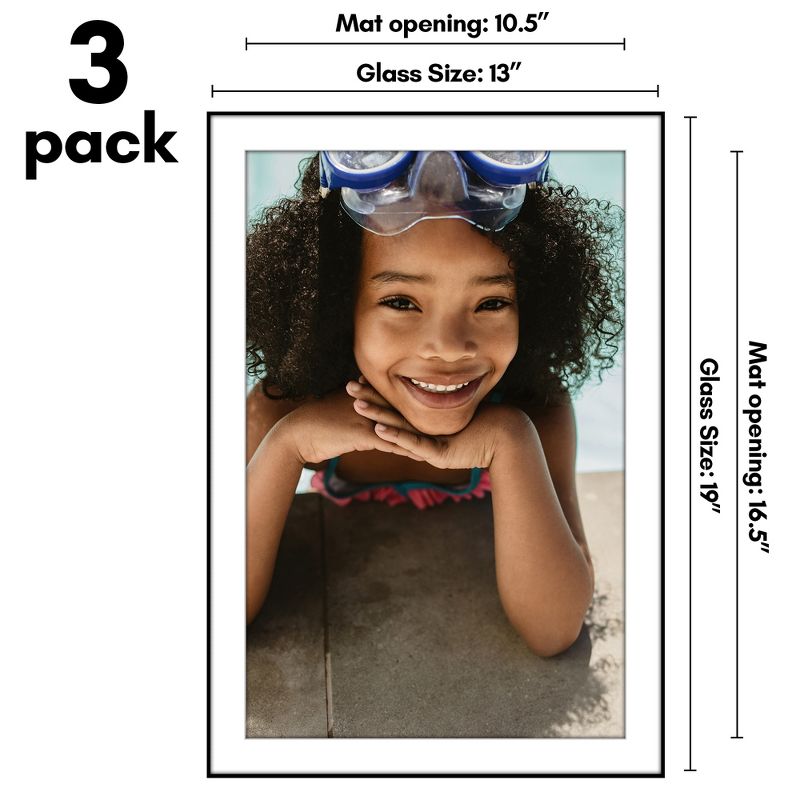Americanflat Front Loading Picture Frame Set with Mat - Perfect for Photos and Wall Decor - Black, 2 of 8
