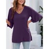 MISSKY Women's 3/4 Bell Sleeve V Neck Loose Fit Tunic Tops - 3 of 4