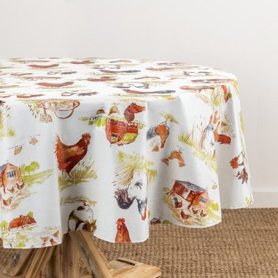 Elrene Vintage Rooster Farm Printed Vinyl Indoor/Outdoor Tablecloth - Elrene Home Fashions