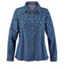 Collections Etc Pearl Embellished Button-Front Long Sleeve Denim Shirt - 4 of 4